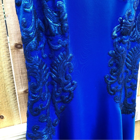Tadashi Shoji Royal Blue Sheath Dress with Paisley Sequins Medium - Picture 5 of 12